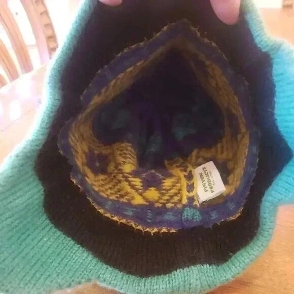 𝅺Pinyon Products Men's Navy/Yellow/Turquoise Wool Beanie - Picture 13 of 13